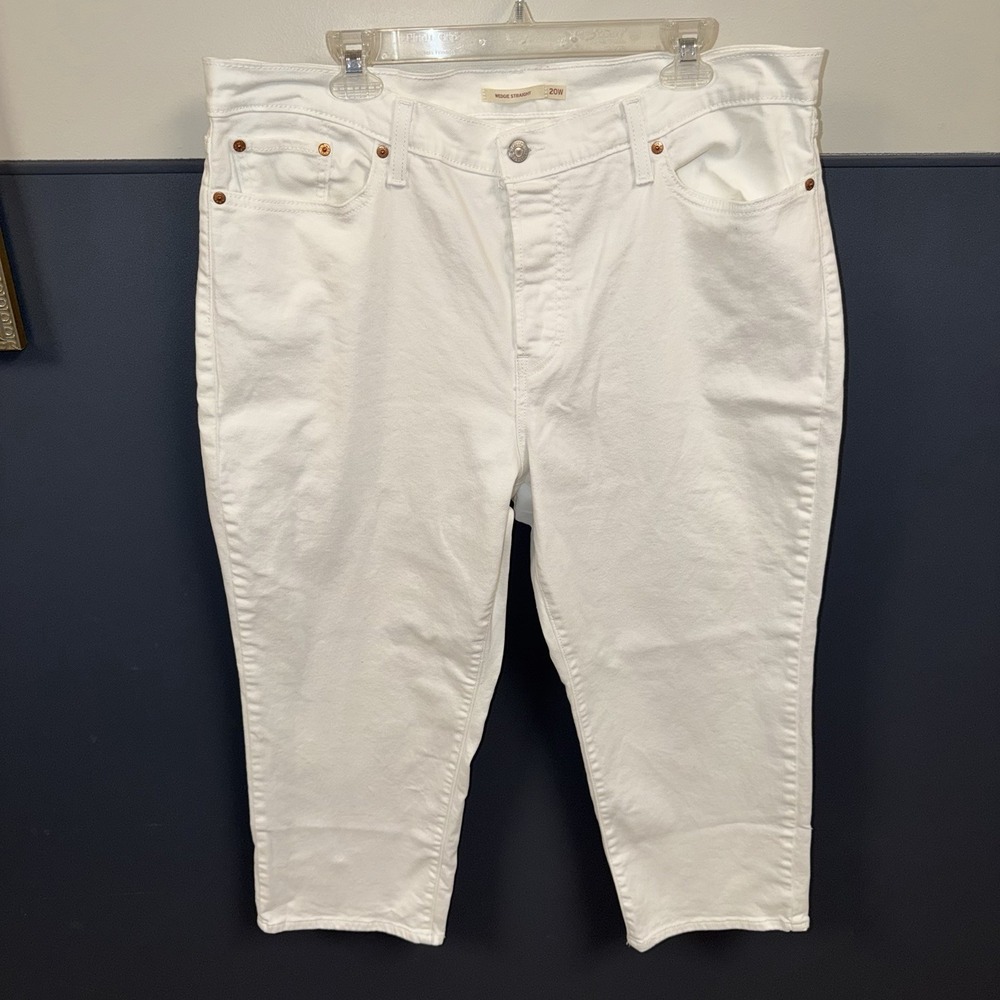 Levi's Wedgie Straight White Jeans Size 20‎ High Rise Cropped Minimalist Stretch